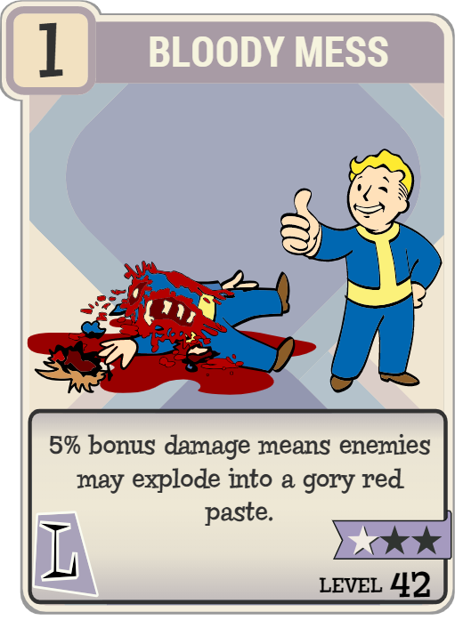 Fallout 76 Bloody Mess Perk Card