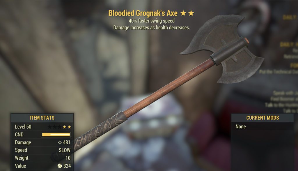 Fallout 76 Bloodied Grognax Axe